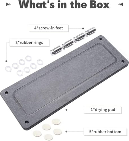 Kitchen Sink Caddy, Diatomite Water Absorbing Stone Tray, Grey | Bathroom Vanity & Countertop Organizer, Ideal Faucet Drying Mat, Coaster, Soap Dish & Sponge Dispenser Holder - color: Grey