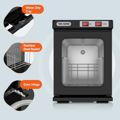 Hot Towel Warmer, 5L Towel Warmer Cabinet (Black) | Mini Towel Heating Machine with Stainless Steel Racks, Towel Heater for Spa, Salon, Beauty, Barber, Massage, Gym, Home - color: Black