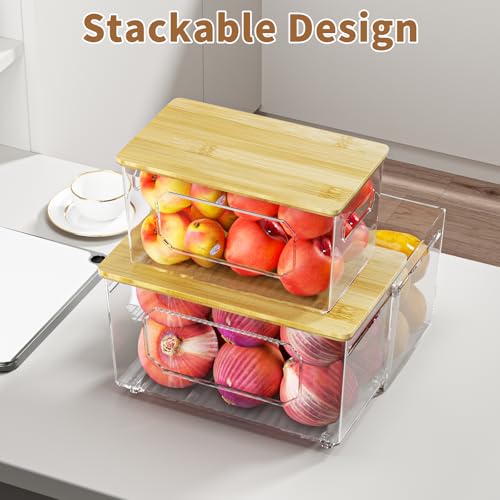 spospo Trash Bag Holder 3-in-1 Under Sink Organizer with Bamboo Lid | Acrylic Trash Bag Dispenser with Pull-Out Basket for Cleaning Supplies, Garbage Bag Holder for Kitchen Laundry Room Storage - size: 3-in-1