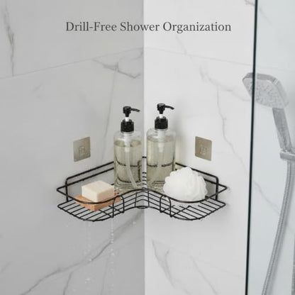 Adhesive Corner Shelf, Carbon Steel Wall Mount Storage Organizer for Bathroom Shower and Kitchen (1 PC) - size: 14.17 x 10.63 x 5.12 in