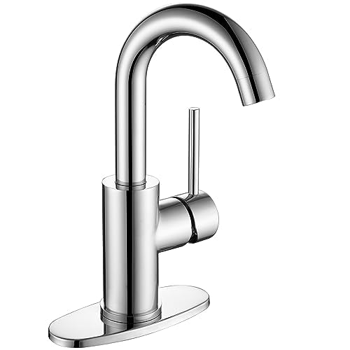 Chrome Bar Sink Faucet, Single Handle Single Hole Prep Sink Faucet, Lead-Free Stainless Steel with cUPC Certified Supply Lines, for Kitchen Bar RV Bathroom JU1100-CP - color: Chrome