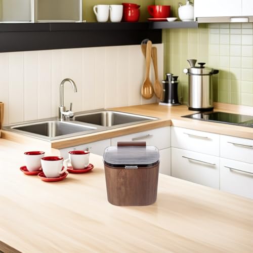 Large Capacity Wall-Mounted Trash Can with Lid, Stick on Plastic Kitchen Wastebasket for Cabinet Door, Space-Saving Bin for Bathroom and Utility Room