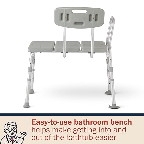 Dr. Dunley Tub Transfer Bench, 400 lb Capacity Bath & Shower Seat, Tool-Free Assembly, Anti-Slip Suction Feet, Lightweight Frame, for Seniors & Mobility Assistance - size: 400 Pound Capacity