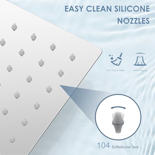 12x8 Inch Rectangle Rain Shower Head Chrome, All Metal Stainless Steel 304, Full Body Rainfall Shower with 112 Silicone Nozzles, Ceiling Rain Showerheads - color: A-Chrome Polished, size: 12 x 8 Inch Rectangle