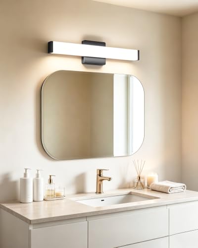 16" LED Bathroom Vanity Light, 10W 5CCT Dimmable, Brushed Black | Wall Bar Light, Rust & Moisture Resistant, Dimmable 2700K-5000K, Energy-saving, moisture-proof, Dresser Bathroom over Mirror - color: Matte Black, size: 16in 5CCT