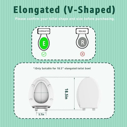 Toilet Seat Elongated, Toilet Seat Oval 18.5 Inch, Soft Close, PP Material, Easy Clean and Safe, No Yellow, White, 2 Pack - color: White, size: Elongated 18.5inch 2 PACK