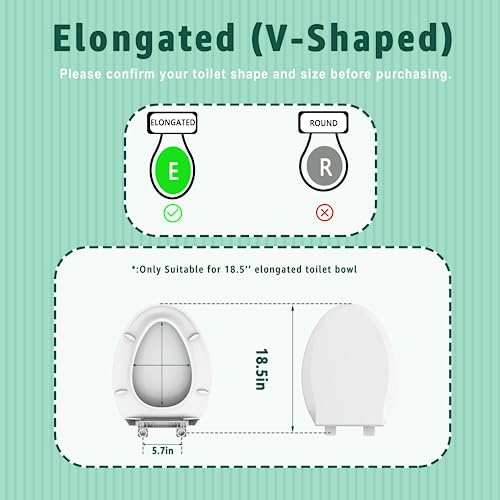 Toilet Seat Elongated, Toilet Seat Oval 18.5 Inch, Soft Close, PP Material, Easy Clean and Safe, No Yellow, White, 2 Pack - color: White, size: Elongated 18.5inch 2 PACK