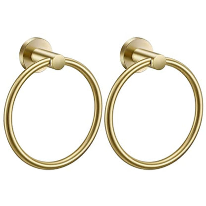 2 Pack Towel Ring, Hand Towel Holder No Drilling Heavy Duty Simple Round Towel Holder Wall Mount Towel Rack (Gold-2) - color: Gold-2