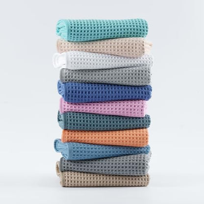 MICROFI New Microfiber Waffle Bath Towels, 3 Pieces, Oversized, Soft, Absorbent, Fast Drying, Lint Free, Includes Bath, Face and Hand Towels 430 GSM - color: Dark Blue