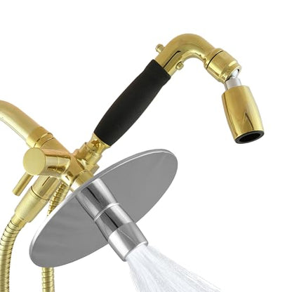 High Sierra® Lead-Free Metal 3-way Combo Shower Kit. Built in Diverter Valve Effortlessly Diverts Flow from the Fixed Shower Head to the Handheld and back - Ultra Low Flow 1.25 GPM - Polished Brass - color: Polished Brass, size: 1.25 GPM