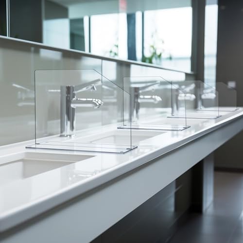 Vesici 2 Pcs Clear Acrylic Sink Splash Guard Freestanding Panel Barrier with Easy Reach Cutaway Kitchen Guard Protective Splatter Barrier for Home Hospital(19" Length, 14" Height, 4.5" Base) - size: 19" Length, 14" Height, 4.5" Base
