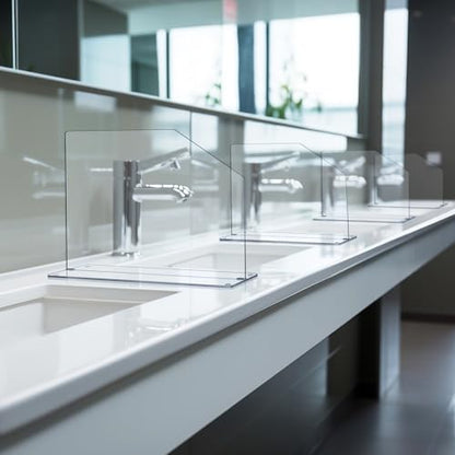 Vesici 2 Pcs Clear Acrylic Sink Splash Guard Freestanding Panel Barrier with Easy Reach Cutaway Kitchen Guard Protective Splatter Barrier for Home Hospital(19" Length, 14" Height, 4.5" Base) - size: 19" Length, 14" Height, 4.5" Base