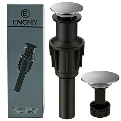 bathroom sink drain pipe without overflow - Brushed Nickel color pop-up drain pipe, suitable for bathroom sink drain plug - anti clogging pop-up plastic drain pipe with hair capture filter style - color: Brushed Nickel