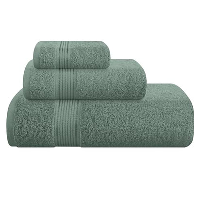 Belizzi Home Ultra Soft 3 Pack Cotton Towel Set, Contains a Bath Towel 28x55 inch, a Hand Towel 16x24 inch & a Wash Coth 12x12 inch, Ideal Everyday use, Compact & Lightweight - Jade - color: Jade, size: 3 Pack Towel Set