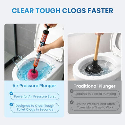 High Pressure Air Toilet Plunger, Heavy Duty Unclogger for Bathroom, Powerful Clog Remover Tool Alternative to Drain Snake (1PC)