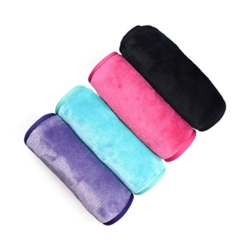 UWEME Makeup Remover Cloths 4 Pack: Reusable and Fast Dry Face Wash Cloth | Soft Microfiber Face Towels for Multiple Skin Types, Facial Makeup Eraser Cloth for Women
