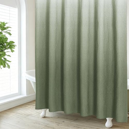 72x84 Extra Long Shower Curtain, Ombre Sage Green 3D Embossed Half Bath Curtain - color: Ombresagegreen, size: 72"W x 84"L (Pack of 1)