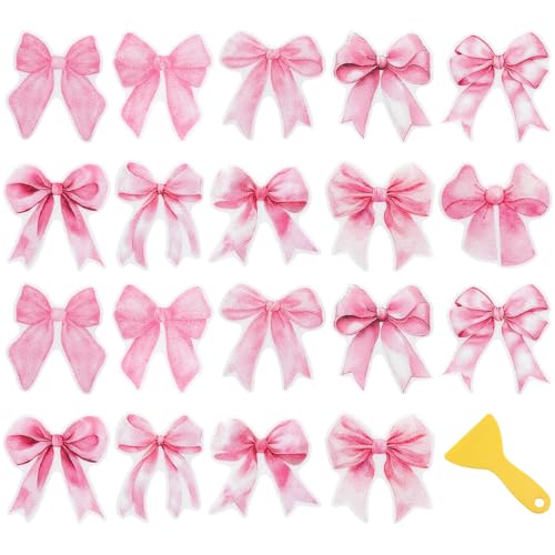 30 Pcs Pink Bow Non Slip Bathtub Stickers Cute Bow Anti Slip Shower Stickers with Scraper Pink Bathroom Accessories Coquettish Preppy Girly Women Decor for Bathroom Bathtub