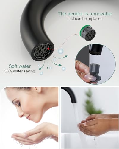 RKF Single-Handle Bathroom Sink Faucet, Swivel Spout, with Pop-up Drain with Overflow and Supply Hose,Bar Sink Faucet,Small Kitchen Faucet Tap,Matte Black,BF3501P-MB - color: 3501-Matte Black