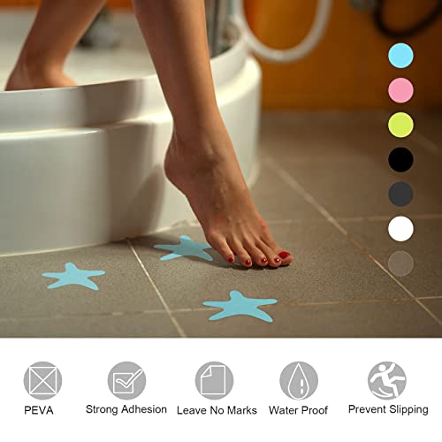 HARFINGTON 24pcs Non Slip Bathtub Stickers Bath Shower Floor 3.86" Anti-Slip Sticker Tape Starfish Style Decals for Bathroom Kitchen Bathtub Treads Stairs, Blue - color: Blue