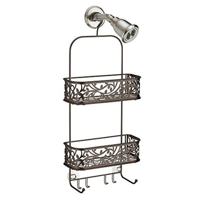 iDesign Vine Metal Wire Hanging Shower Caddy, Extra Wide Space for Shampoo, Conditioner, and Soap with Hooks for Razors, Towels, and More, 10.5" x 4.5" x 25" - size: 10.5" x 4.5" x 25", style: Shower Caddy
