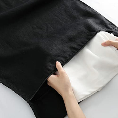 Linen Hanging Laundry Bag, 100% Linen Over The Door Laundry Hamper with Buttons and Zipper, Space Saving Door Hampers for Laundry Dirty Clothes Home Travel, Black - color: Black