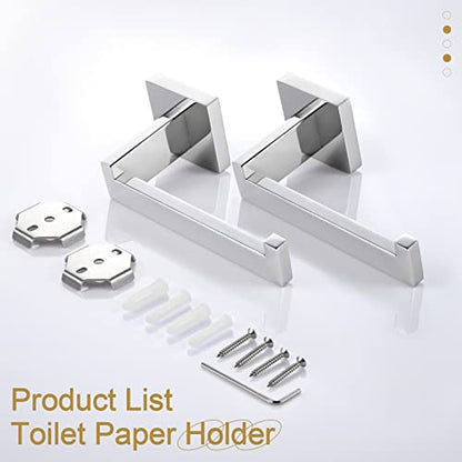 KOKOSIRI Toilet Paper Holder Chrome Toilet Roll Holder for Bathroom Kitchen Washroom T-304 Polished Stainless Steel Wall Mounted, 2 Pack, B2003CH-P2 - color: Polished Chrome, size: Without Shelf(2 Pack)