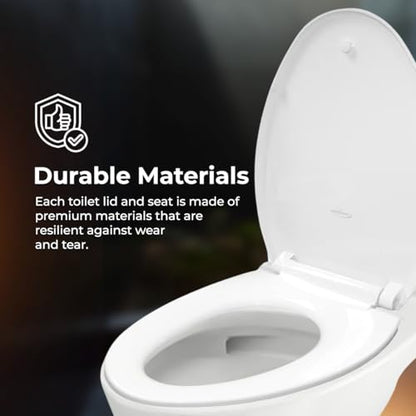GenieBidet Elongated Soft Close Toilet Seat, Noiseless Toilet Cover Seat & Toilet Lids, Toilet Seat Elongated Mounting Tools & Attachments Included, White - style: ELONGATED TOILET SEAT