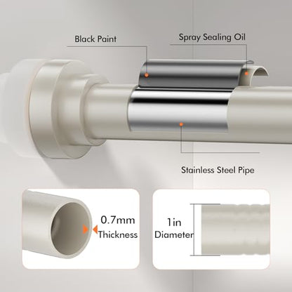 Shower Curtain Rod 31-80 in Adjustable Curtain Rod No Drilling Tension Shower Rod Stainless Steel for Bathroom Room Divider, Nickel - color: Nickel, size: 31"-80"