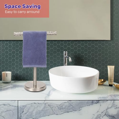 Hand Towel Holder Stand for Bathroom Vanity Countertop SUS304 Stainless Steel T-Shape Free Standing Towel Rack Stand Towel Bar for Bathroom Kitchen (Brushed Nickel) - color: Brushed Nickel