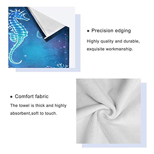 ALAZA Towel Bathroom Sets,Dreamy Glowing Seahorse Towels 3-Piece 1 Bath Towel 1 Washcloth 1 Hand Towel, Bath Towel Set of 3 Soft Multifuntion for Home Kitch - color: Multi23