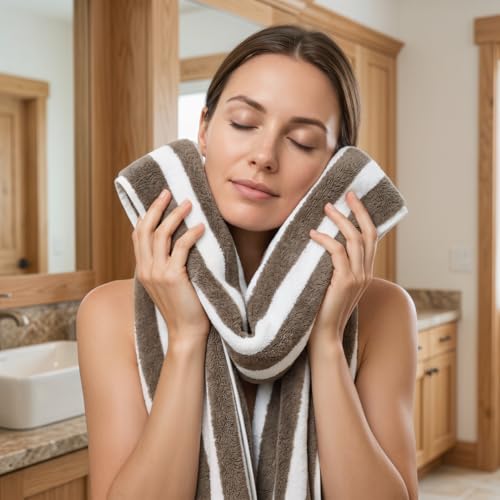 Premium 5-Piece Bath Towel Set | 100% Microfiber Ultra Soft & Quick Dry | Large Bath Towels, Hand Towels & Washcloths for Bathroom, Spa, Gym, | 1 Bath, 2 Hand, 2 Washcloths | Brown - color: Brown, size: 5 Pcs