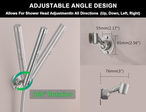 Solid Brass Adjustable Shower Head Holder Wall Mount(Brushed Nickel) | Pivot ball joint allows 360° rotation. Screw mount for secure wall installation. Fits most handheld shower sprayers. - color: Brushed Nickel