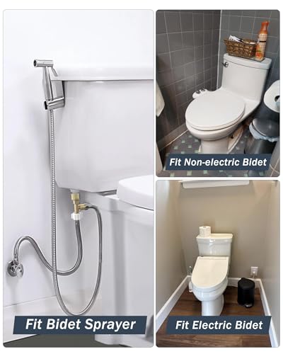 Universal Bidet T Adapter for Any Brand Bidet Hose, All-in-One Solution fit Toilet Tank Inlet or Angle Valve Outlet, 3/8"-7/8"-1/2", Brass Made