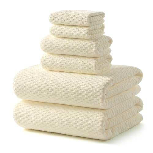 ecolook Microfiber Towel Set of 6, Yellow | Ultra-Soft & Oversized, Absorbent & Quick-Drying | 2 Bath Sheets, 2 Hand Towels & 2 Washcloths - color: Yellow