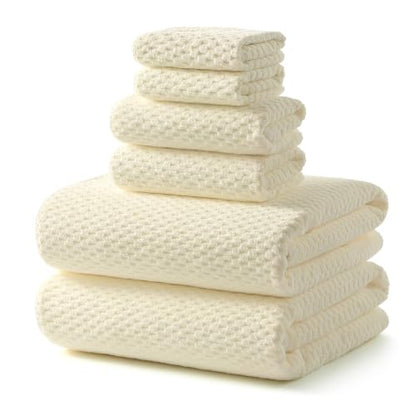 ecolook Microfiber Towel Set of 6, Yellow | Ultra-Soft & Oversized, Absorbent & Quick-Drying | 2 Bath Sheets, 2 Hand Towels & 2 Washcloths - color: Yellow