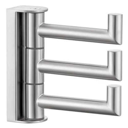 Suyar Swivel Towel Hook Brushed Nickel, Bathroom Robe Hook with 3 Arms | SUS304 Stainless Steel Shower Towel Holder, Space-Saving Design, Holds 3 Towels at Once, Wall Mounted - color: Brushed Nickel, size: 1 Pack