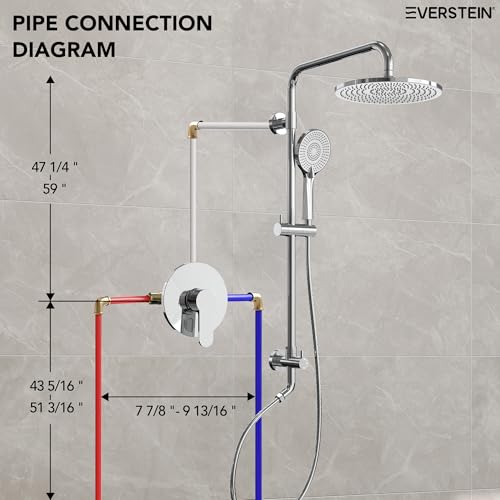 10 Inch High Pressure Rainfall Shower System with Slide Bar, Wall Mount Bathroom Round Shower Faucet Set with Valve, Polished Chrome - color: Polished Chrome