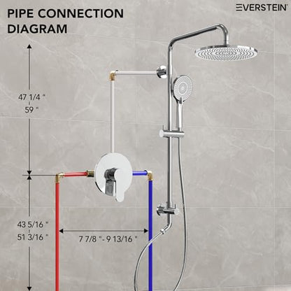 10 Inch High Pressure Rainfall Shower System with Slide Bar, Wall Mount Bathroom Round Shower Faucet Set with Valve, Polished Chrome - color: Polished Chrome