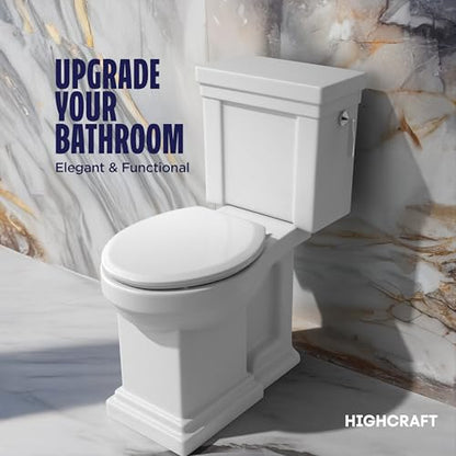 Highcraft W4TSPR Round Plastic Toilet Seat Slow Close ? Easy Remove, White - color: White, size: Round Plastic