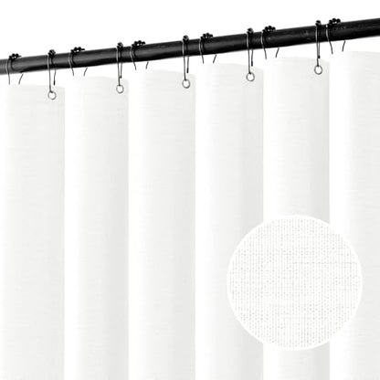 MIULEE Linen Fabric Shower Curtain White W60*L72 10 Metal Hooks | Washable, Modern, Heavy Duty, Curtain Set, Waterproof Neutral Thick Cloth Shower Curtains, Bathroom Bathtub - color: White, size: 60"W x 72"L (Pack of 1)