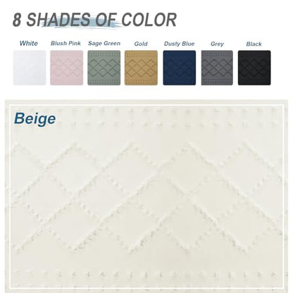 Beige Cloth Shower Curtain 72x84 Inches with Pattern, Modern Plaid Stripes Fabric Shower Curtain for Bathroom, Chic Tufted Textured Jacquard Farmhouse Shower Curtain - color: Beige, size: 72"W x 84"L (Pack of 1)