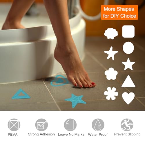 HARFINGTON 24pcs Non Slip Bathtub Stickers Bath Shower Floor 4" Anti-Slip Adhesive Sticker Tape Heart Style Decals with Scraper for Bathroom Kitchen Bathtub Treads Stairs, White - color: White