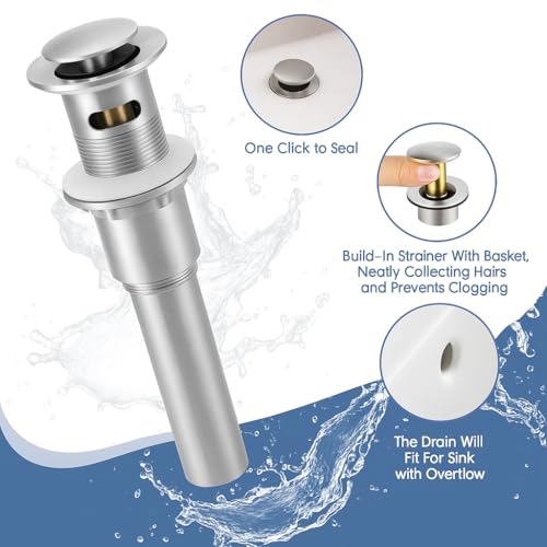 Two Handle 8inch Widespread Bathroom Faucet 3 Holes, Bathroom Sink Faucet with Metal Pop up Drain Assembly and cUPC Water Supply Lines, Brushed Nickel - color: Brushed Nickel