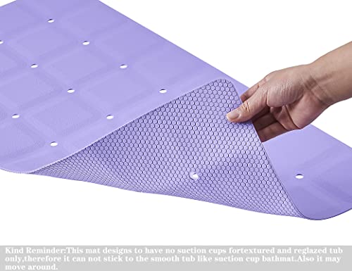 Webos Foldable Non Slip Silicon Bath Mat Bathtub mat Shower mats no Suction Cups for Textured Tub and Reglazed Tub(Foldable-Purple, 28-inch x 14-inch) - color: Foldable-purple