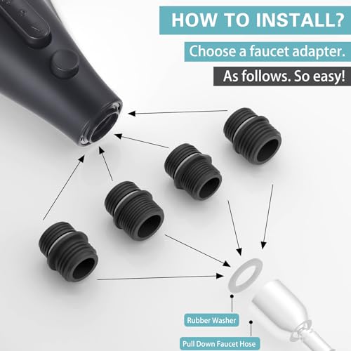 Kitchen Faucet Replacement with Pull Down Nozzle and 11 Adapters - 4 Modes (Black) - color: Black