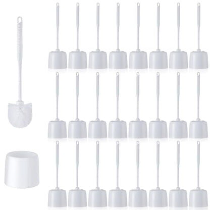 Roshtia 24 Sets Toilet Brush and Holder Set for Bathroom Toilet Bowl Brush Scrubber with Caddy for Deep Cleaning, 14.57 Height (White) - color: White