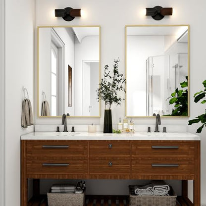 HARRITPURE 24"x32" Rectangle Bathroom Mirror, Gold Vanity Wall Mirror | Aluminum Alloy Frame Wall Mirror, Horizontal or Vertical Wall Mount for Entryway Bedroom Living Room - size: 32"L x 24"W