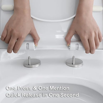 Soft Close White Elongated Toilet Seat - Quiet Slam PP Cover with Quick Release Hinge, Easy to Install & Clean, Scratch Resistant Design - size: V Shape