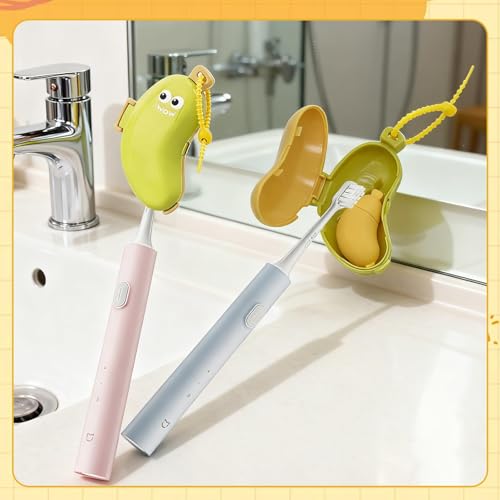 CANIPHA 4Pcs Banana Toothbrush Set Includes Yellow Cyan, Portable Banana Toothbrush Holder with Toothpaste Dispenser, Home Goods Suitable for Home Use or Travel